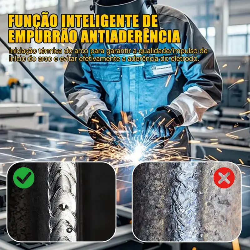 Função anti-stick: o eletrodo não gruda na peça