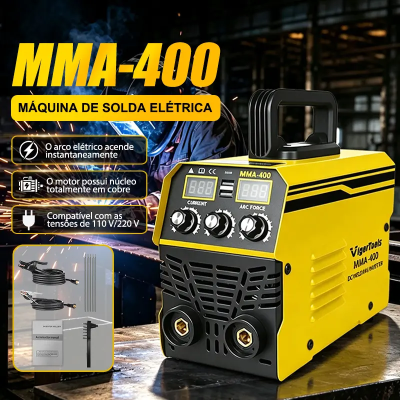Itens inclusos no kit completo da máquina de solda MMA-400
